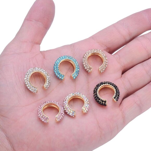 6 Pcs Colorful CZ Non-Pierced Cuff Earrings for Women - Gold & Silver - Picture 4 of 5